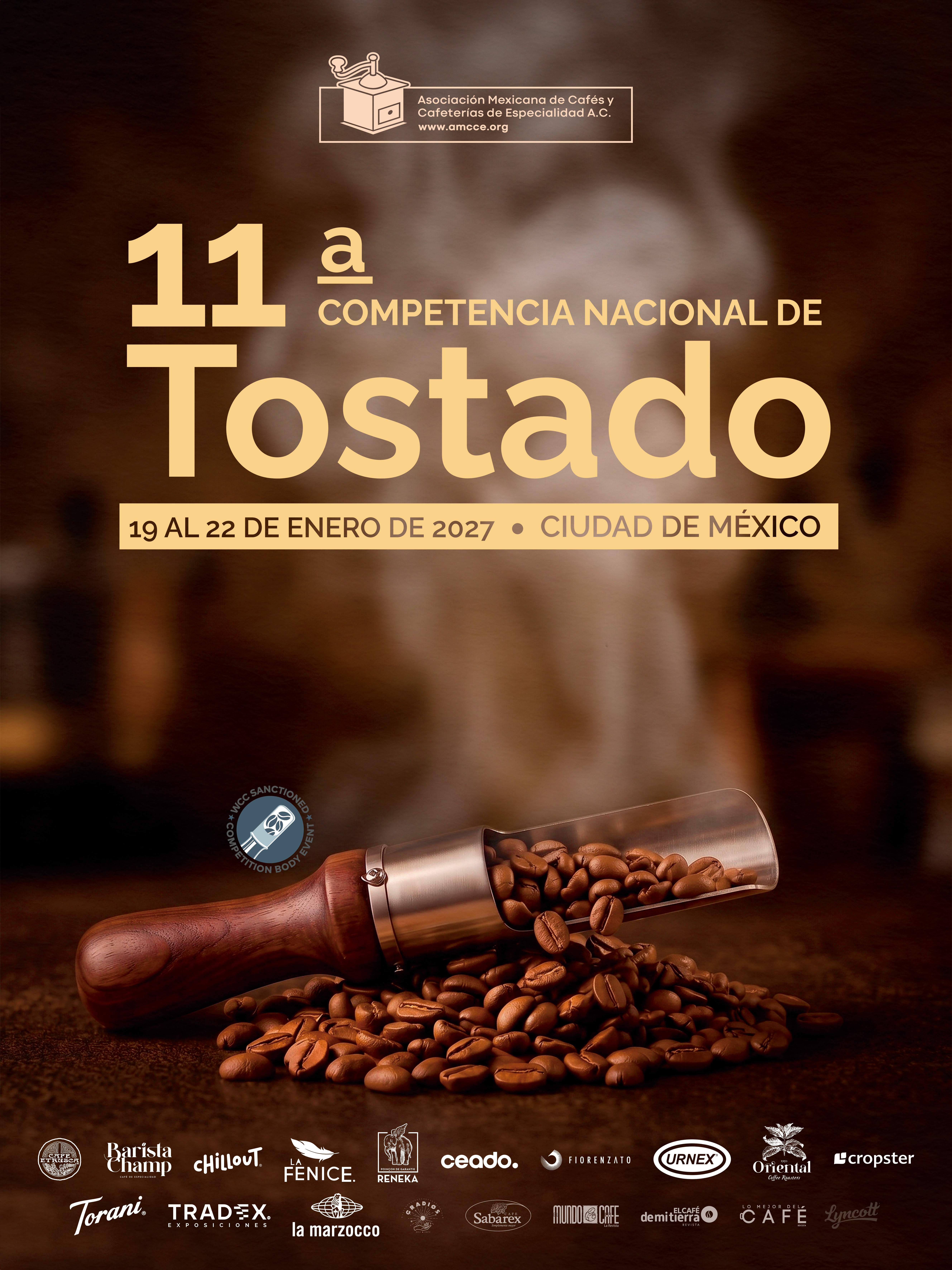Póster de la 11ª Competencia Nacional de Tostado, del 19 al 22 de enero de 2027